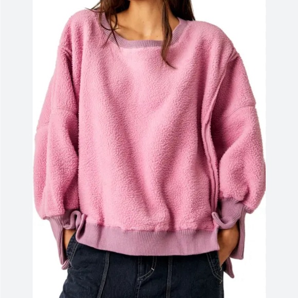 Free People Sweaters - Free People Cozy Camden Sweatshirt Moonlight Mauve Oversized Fleece Crewneck